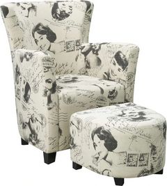 Brassex Inc. Club 2-Piece Marilyn Monroe/Audrey Hepburn Print Chair and Ottoman Set