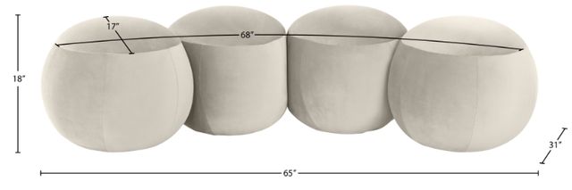 Meridian Furniture Apollo Cream 65" Velvet Upholstered Bench-4