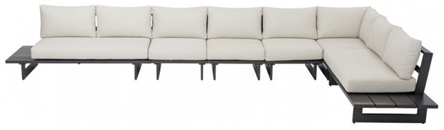Meridian Furniture Maldives 3-Piece Cream/Dark Gray Aluminum/Fabric 102" Outdoor Modular Sectional-1