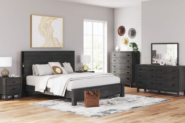 Signature Design by Ashley® Toretto Rustic Charcoal King Bookcase Headboard-4