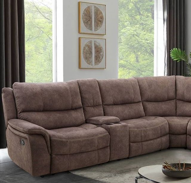 Furniture of America® Jerominus 6-Piece Dark Brown Modular Manual Reclining Sectional-1