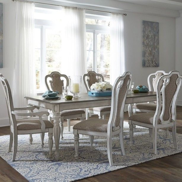 Liberty Furniture Magnolia Manor 7-Piece Antique White/Ivory/Weathered Bark Dining Set-1