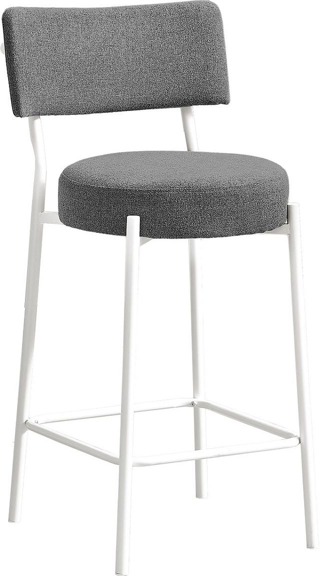 Monarch Specialties Inc. 2-Piece Grey/White 37" Upholstered Counter Height Barstools Set-0