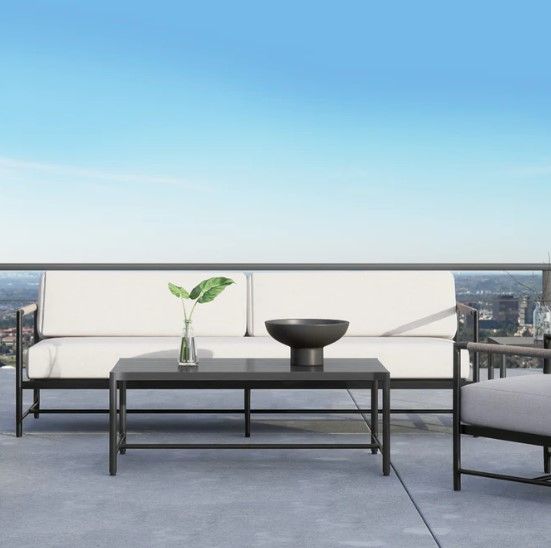 Sunset West Pietra Graphite Metal Outdoor Coffee Table-2