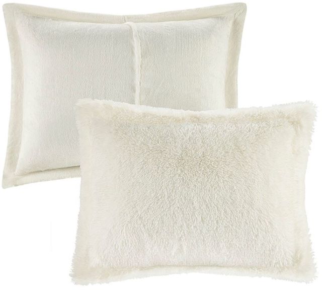 Olliix by Intelligent Design Malea Ivory Full/Queen Shaggy Faux Fur Comforter Mini Set-1