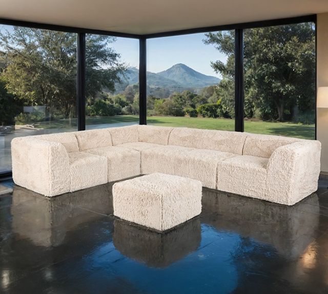 Furniture of America® Nappi Sand Large L-Sectional with Ottoman-2