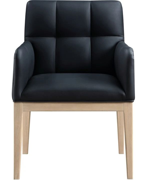 Meridian Furniture Adrian Black/Natural Leather Upholstered Dining Arm Chair-1