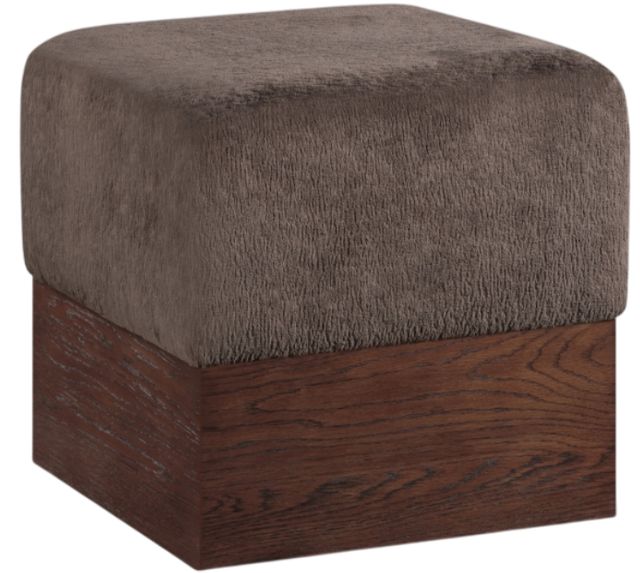Meridian Furniture Havre Brown/Brown Walnut Upholstered Ottoman-0