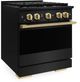 ZLINE Marino 30" Black Stainless Steel Pro Style Gas Range with 4-Burner and Polished Gold Accents-3
