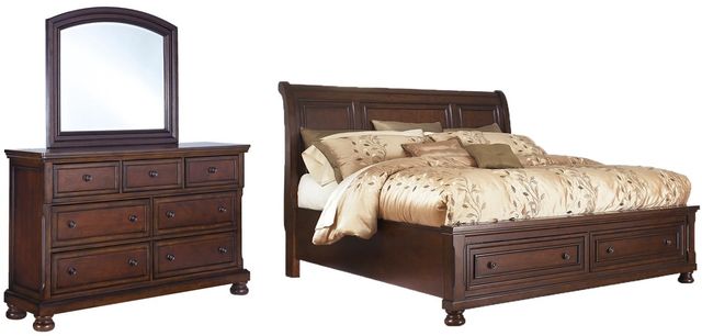 Millennium® by Ashley Porter 5-Piece Rustic Brown Queen Sleigh Bed Set-0