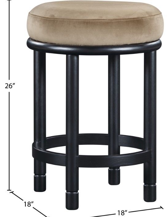 Meridian Furniture Monette Beige/Black Velvet Upholstered Counter Stool-4