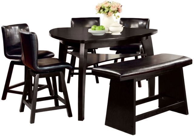 Furniture of America® Hurley 6-Piece Black Dining Table Set-0