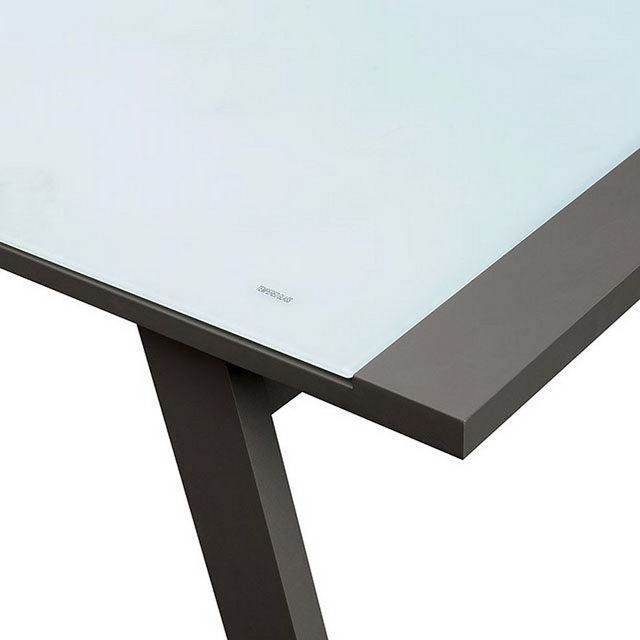 Furniture of America® Alycia Gray Patio Table with Glass Top -1