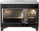 Ilve® Majestic III 48" Glossy Black Pro Style Induction Range with Triple Glass Door and Burnished Trim-1
