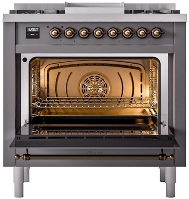 Ilve® Nostalgie II Series 36" Graphite Matte Pro Style Dual Fuel Range-1