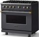 Viking® 5 Series 36" Cast Black Pro Style Gas (LP) Range with Brushed Brass Trim-2