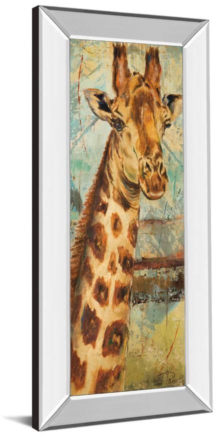 Classy Art New Safari On Teal I by Patricia Pinto Mirror Framed Wall Art-1