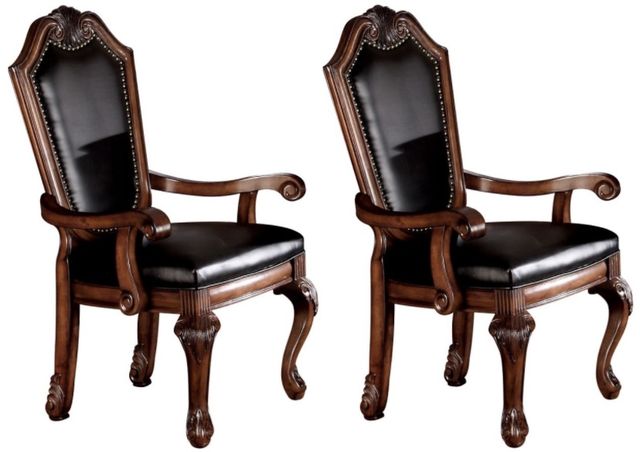 ACME Furniture Chateau De Ville 2-Piece Black/Cherry Dining Arm Chair Set-3