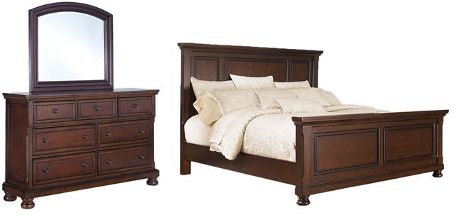Millennium® by Ashley Porter 5-Piece Rustic Brown California King Panel Bed-0