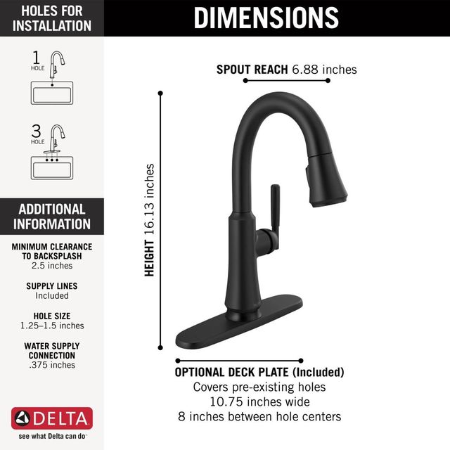 Delta Coranto® Matte Black Single Handle Bar/Prep Faucet with Touch2O® Technology-2