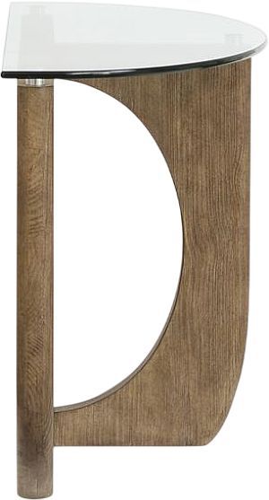 Magnussen Home® Lainey Glass Top Demilune Sofa Table with Almond Base-2