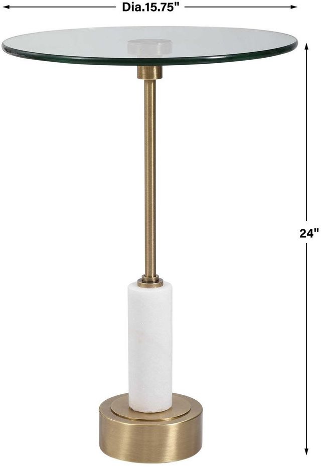 Uttermost® Portsmouth Glass Top Accent Table with Brushed Brass/White Base-2