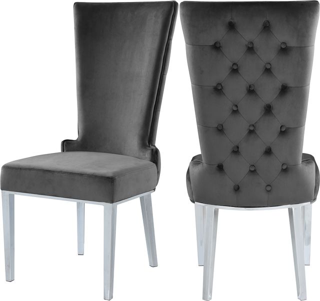 Meridian Furniture Serafina Gray Velvet Dining Chair-1