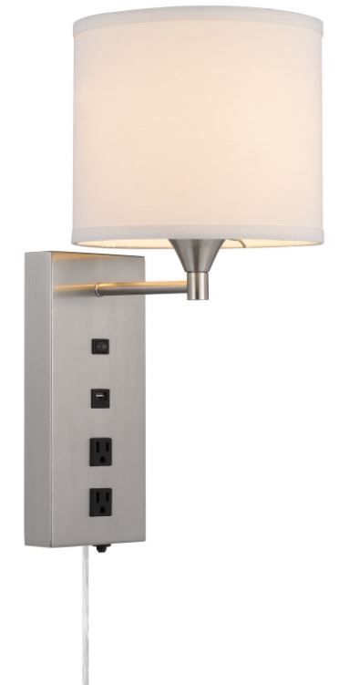 Cal® Lighting & Accessories Reedsport Brushed Steel/White Wall Lamp-1