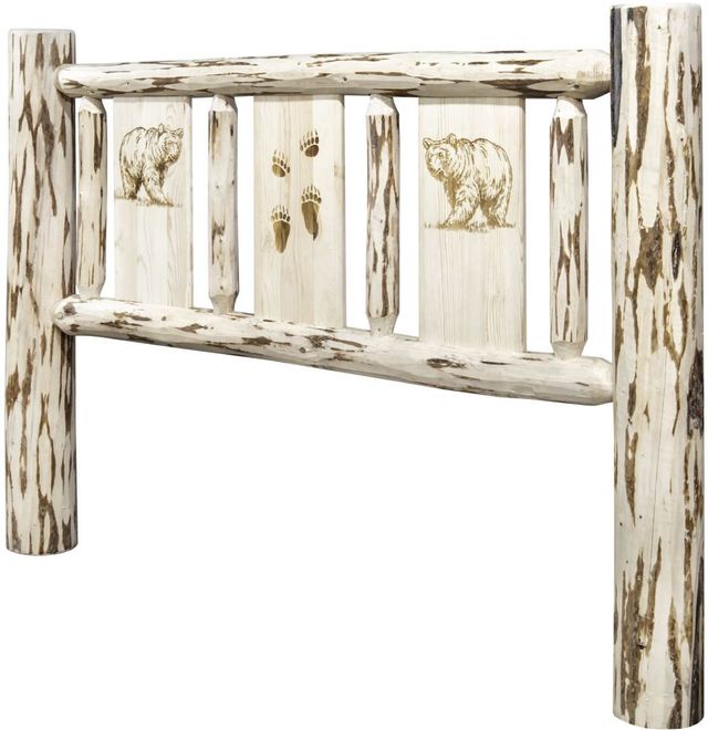 Montana Woodworks® Montana Collection Ready to Finish Twin Youth Headboard with Laser Engraved Bear Design-2
