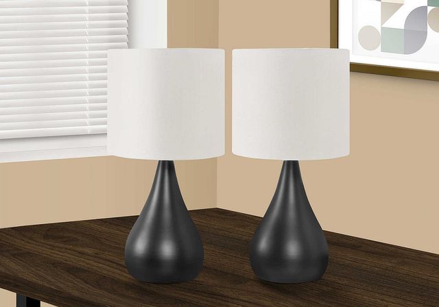 Monarch Specialties Inc. Set Of 2 18"H Black Metal Table Lamps-3