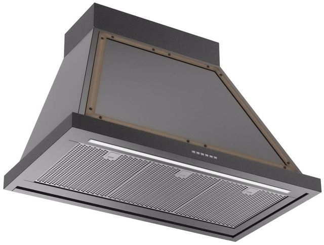 Ilve® Nostalgie II Noblesse 36" Glossy Black Wall Mounted Range Hood with Burnished Trim-2