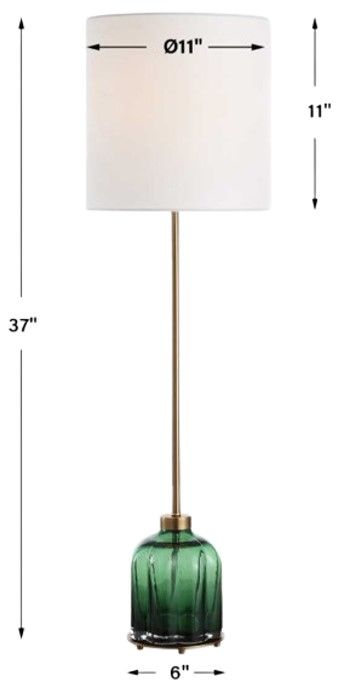Uttermost® Lois Antique Brass/Emerald Buffet Lamp-2
