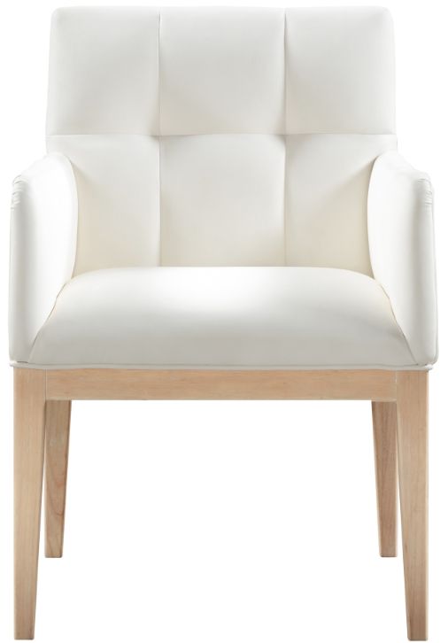 Meridian Furniture Adrian Cream/Natural Leather Upholstered Dining Arm Chair-1