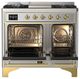 Ilve® Majestic III 40" Stainless Steel Pro Style Dual Fuel Liquid Propane Range with Triple Glass Door and Brass Trim-1