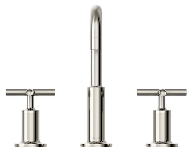 KOHLER® Purist® Vibrant Polished Nickel 8" Widespread Bathroom Sink Faucet with Cross Handles-1