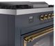 Ilve® Nostalgie II Noblesse 60'' Blue Gray Pro Style Dual Fuel Range with Brass Trim-4