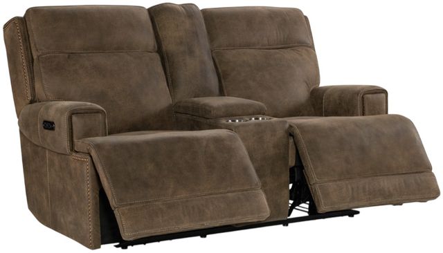 Hooker® Furniture MS Wheeler Seville Timber Leather Power Reclining Zero Gravity Console Loveseat with Power Headrest-1