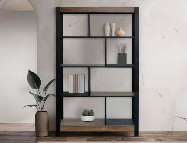 International Furniture Direct Tuxedo Brown/Dark Gray Bookcase-1