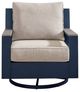 Signature Design by Ashley® East Beach Driftwood/Navy Blue Fabric/Wooden Outdoor Swivel Glider Chair-2
