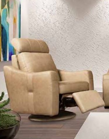 Fornirama 743 Beige Swivel Rocker Recliner with Adjustable Headrest-1