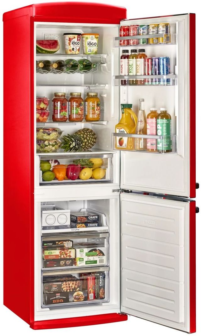 Unique® Appliances Classic Retro 24" 11.7 Cu. Ft. Candy Apple Red Counter Depth Bottom Freezer Refrigerator-2