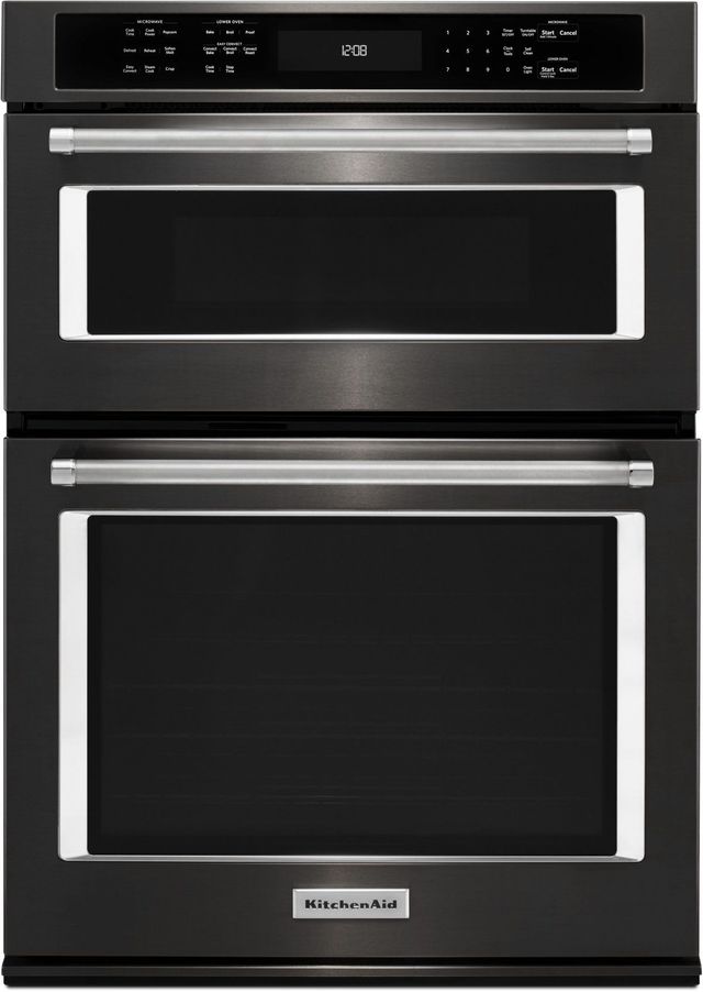 KitchenAid® 27" Black Stainless Steel with PrintShield™ Finish Electric Built In Oven/Microwave Combo-0