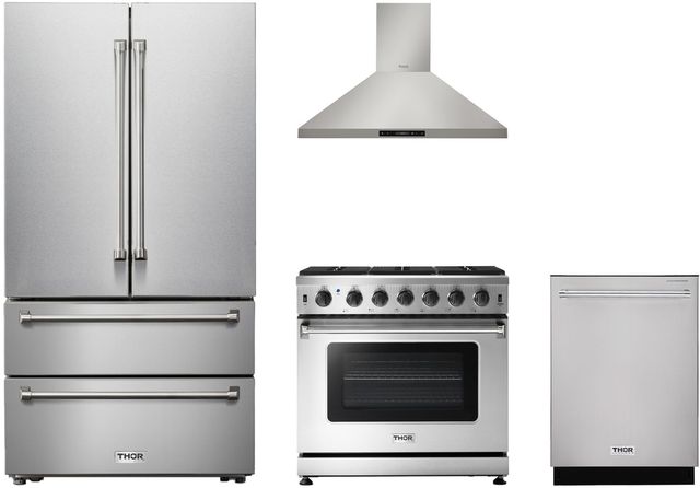 Thor Kitchen® 4 Piece Stainless Steel Gas Kitchen Package-0