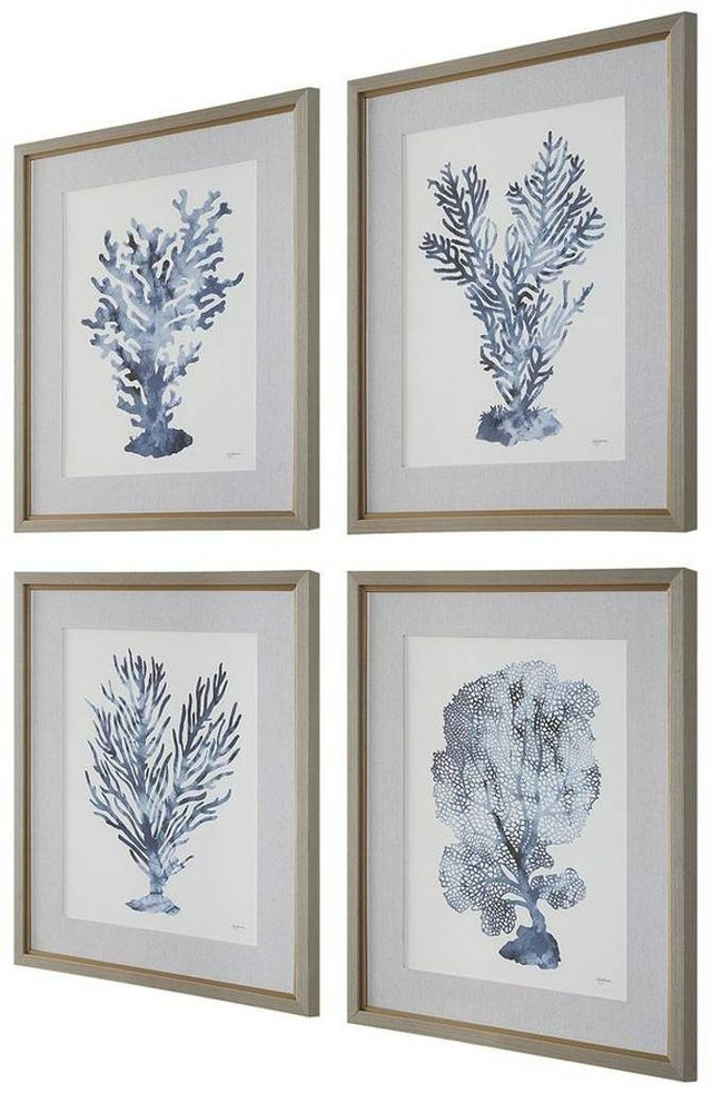 Uttermost® Mary Urban 4-Piece Shibori Coral Framed Prints Set-3