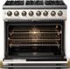 Viking® 5 Series 36" Pure White Pro Style Dual Fuel (NG) Range with Brushed Brass Trim-1