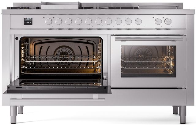 Ilve® Professional Plus II 60" Stainless Steel Pro Style Dual Fuel Range-2