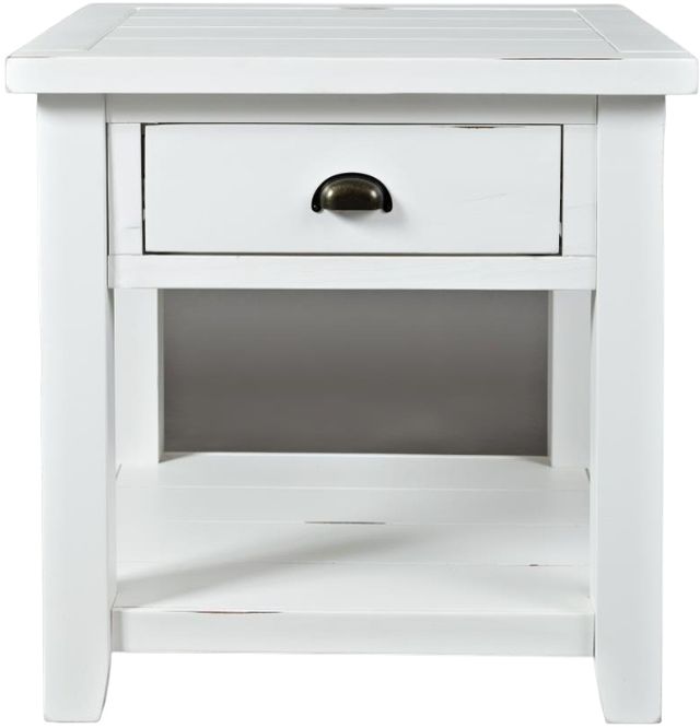 Jofran Inc. Artisan's Craft Distressed Weathered White End Table-1