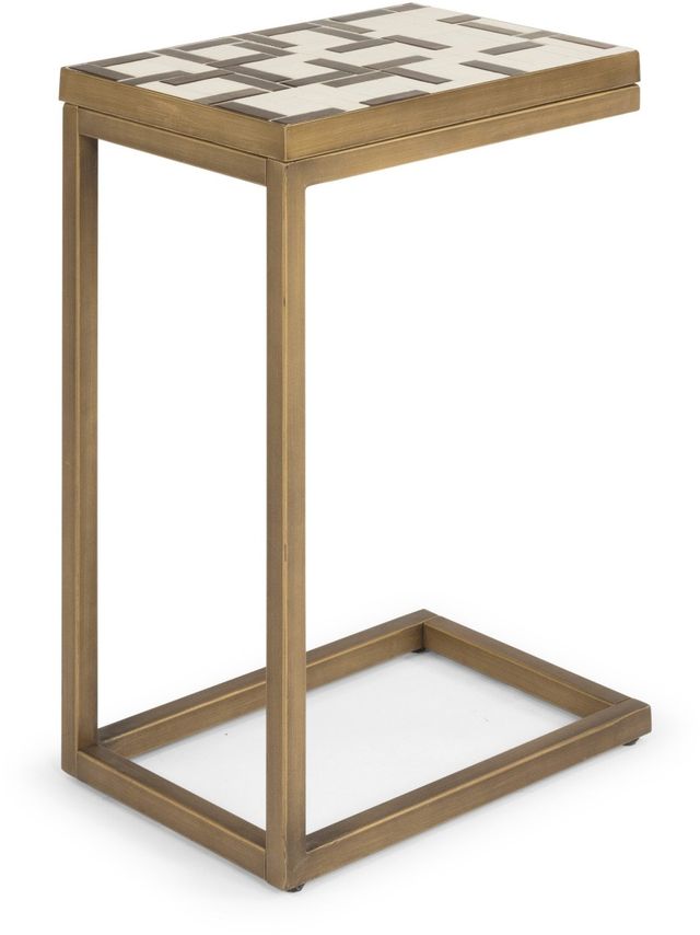 homestyles® Geometric II Bronze C-Table with Cream Mosaic Tile Top-2