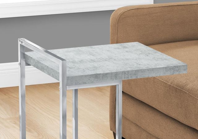 Monarch Specialties Inc. Grey Cement 25"H Accent Table with Silver Base-2