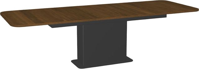 Amisco Customizable Lucarelli 108" Rectangular Extendable Table with 1" Walnut Veneer Top, Radius Corners and 1 Leaf-1